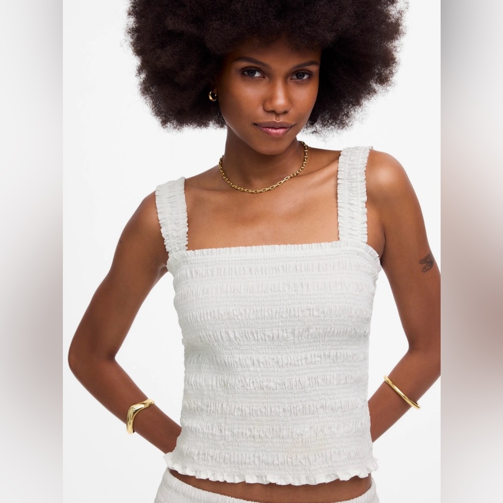 Madewell Poplin Smocked Tank